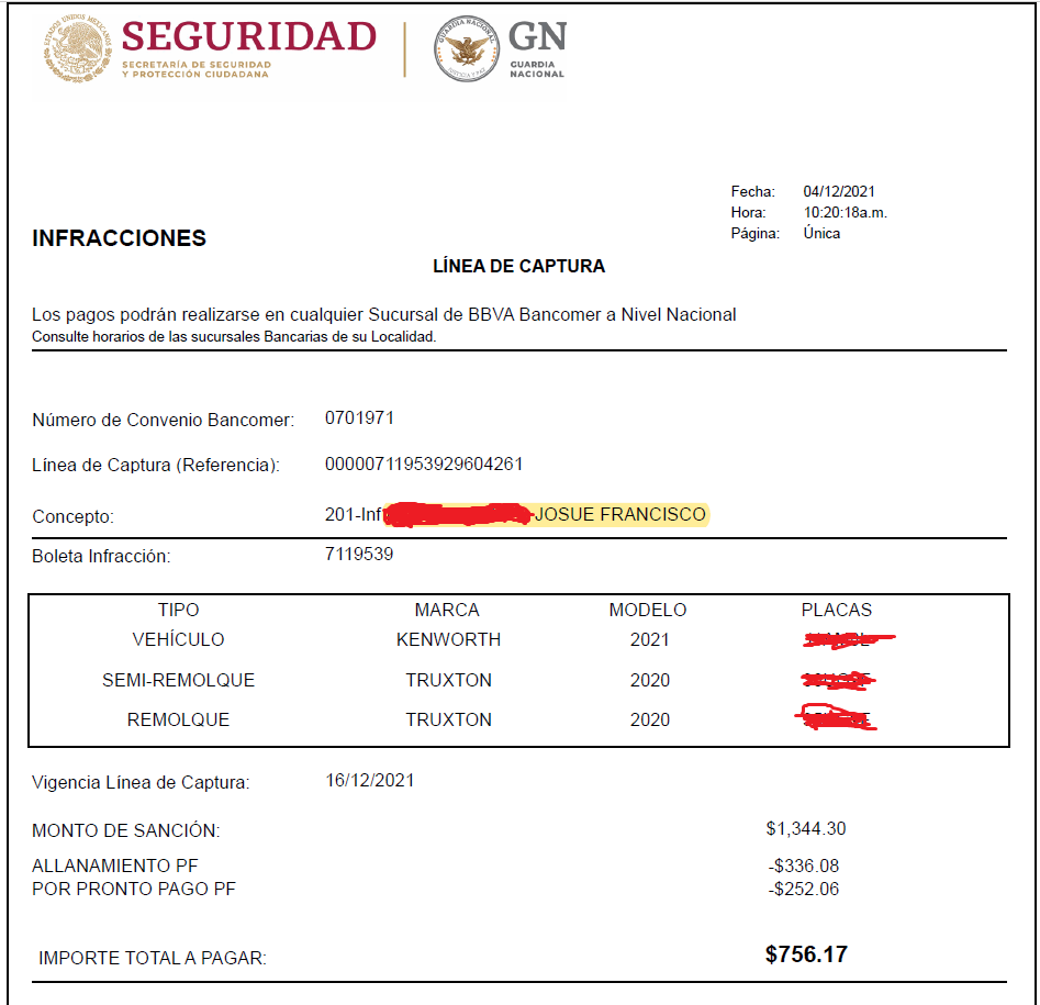 Línea de Captura del Sistema de Administración de Sanciones